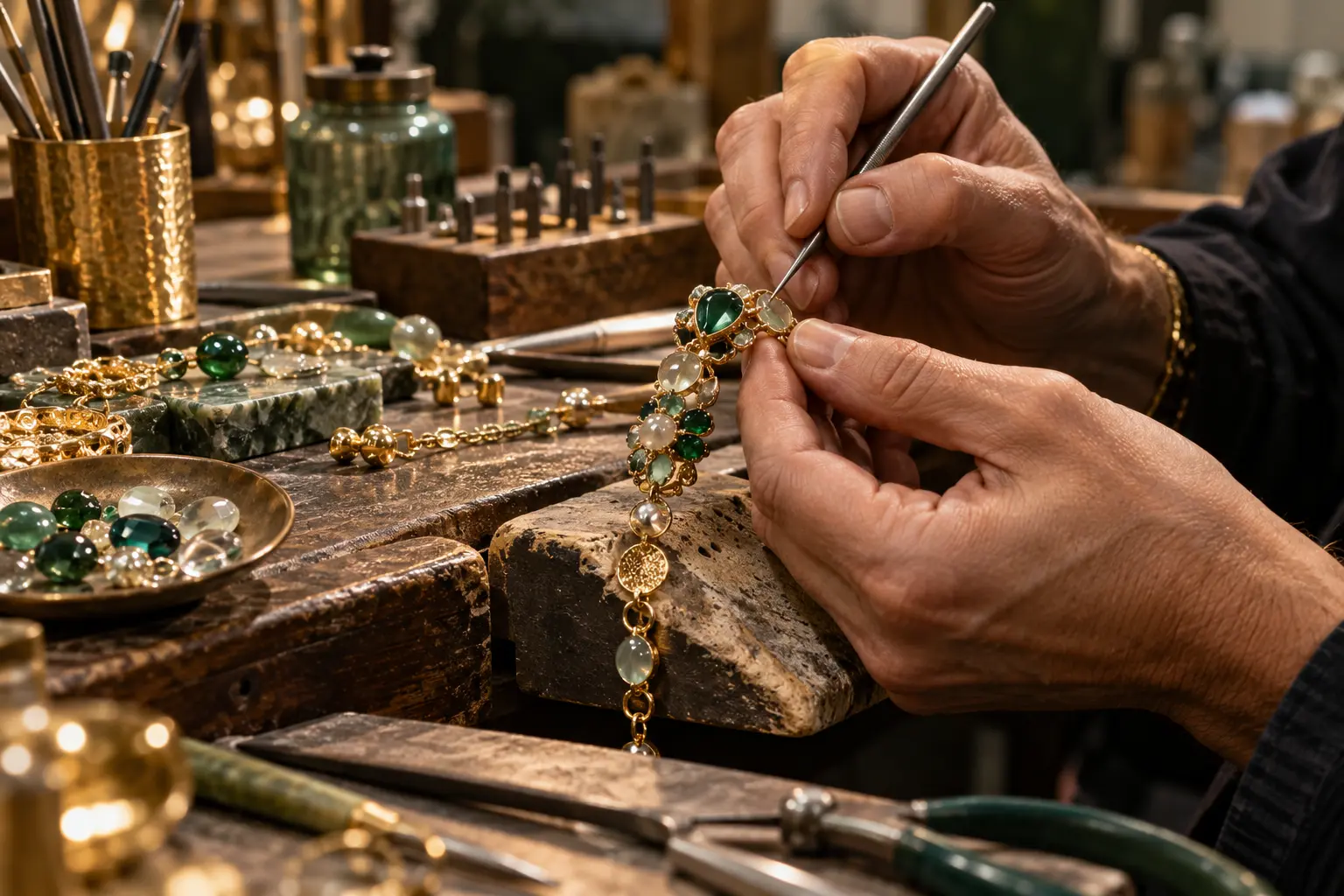 Italian artisan finishing a handcrafted jewelry piece